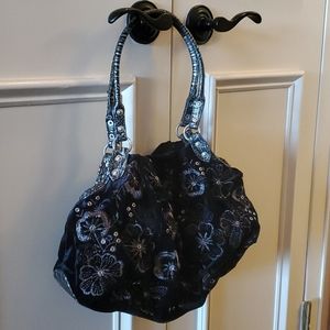 Black velvet shoulder bag